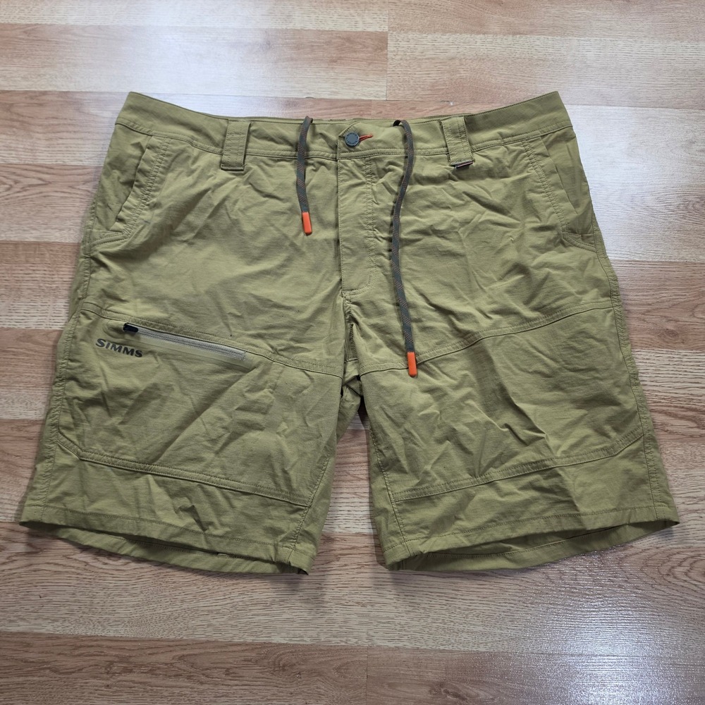 Simms Fishing Shorts Mens 40 Green Quick Dry Cargo Hiking Outdoor Performance